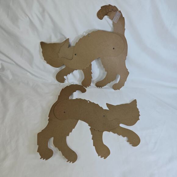 Vintage Beistle Halloween Black Cat Moveable Jointed Die Cut Pair 1960s Decor - Picture 2 of 14